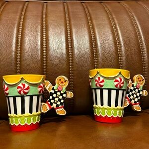 2 Mackenzie Child’s Candy Cottage Gingerbread Christmas Mug.New without tag